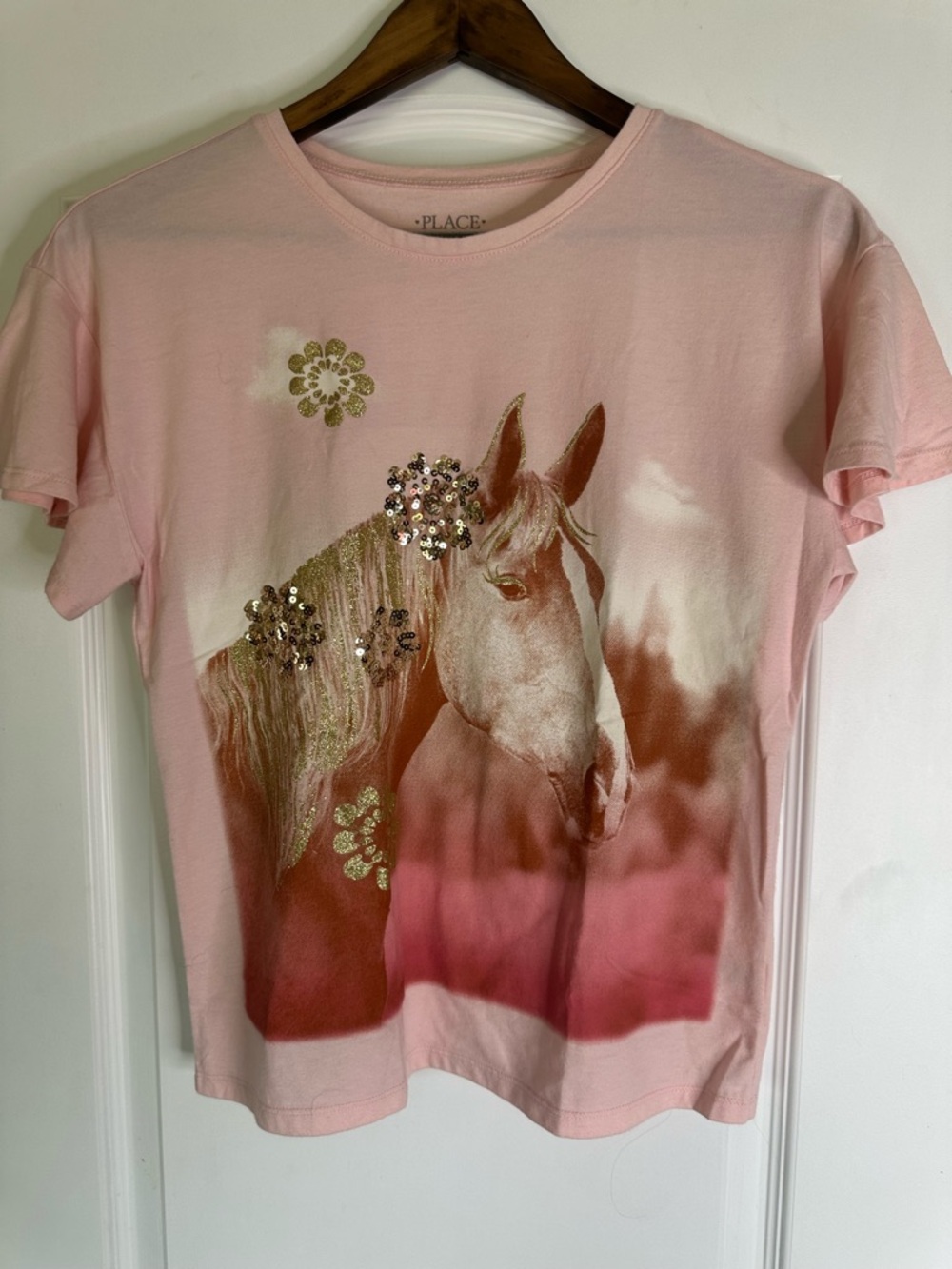 The Children's Place Pink Horse  Short-Sleeve Crewneck Top